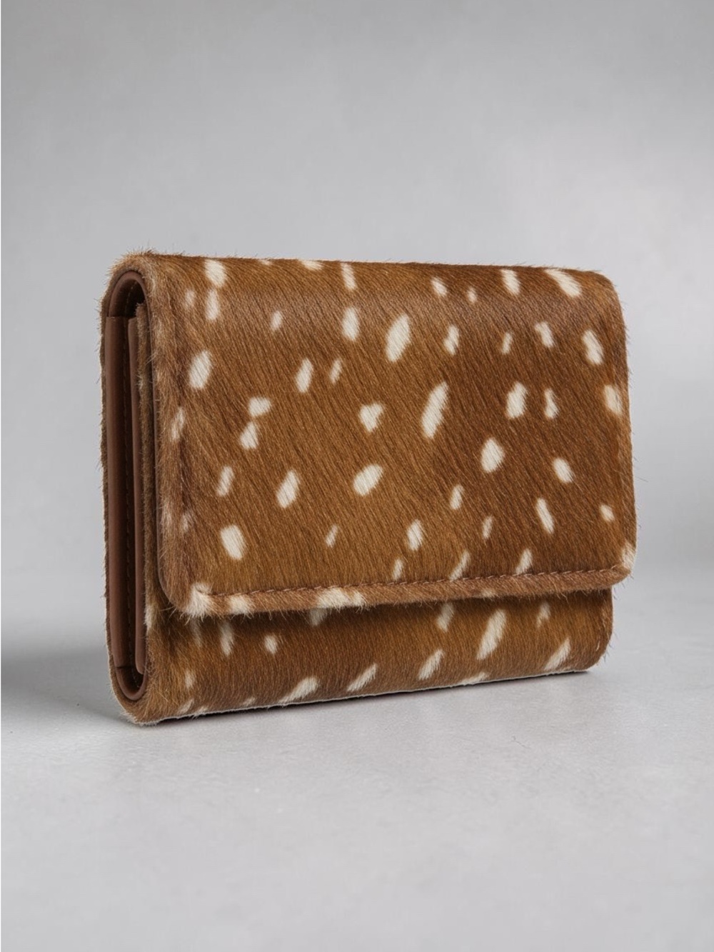 NWT No Boundaries Fawn Deer Print Faux Fur Flap Wallet Boho Western